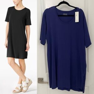 NWT Eileen Fisher Organic Cotton Scoop Neck Tunic Dress Sapphire Blue.        18